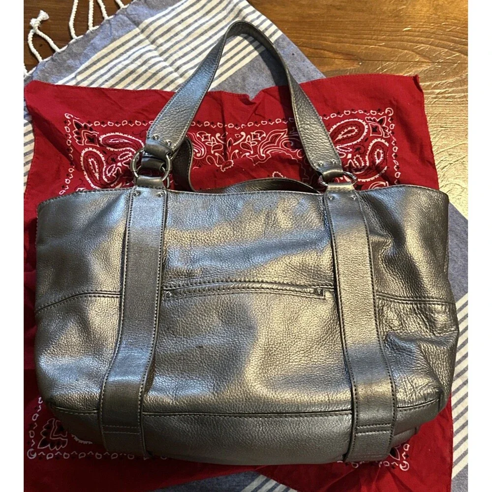 Michael Kors Large Metallic Silver Leather Shoulder Bag